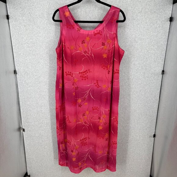 Halmode Plus Womens VTG Floral Maxi Dress Size 22W Pink Crinkle Wide Strap EUC - Picture 1 of 13